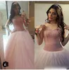 Élégant Quinceanera robe de bal robes chérie cristal perlé rose gonflé Tulle longue douce 16 robe de soirée robes de soirée de bal