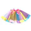 Infant Girls Summer TUTU Dress Rainbow Color with silk ribbon Bowknot Skirt Birthday Dresses princess dresses Performance Party We3743044