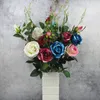 Artificial Flannelette Rose Flower 3 Heads Fake Rose Flower with Leaves Arrange Table Rose Wedding Flowers Decor Party Accessory Flores