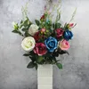 Konstgjord flanelette Rose Flower 3 Heads Fake Rose Blomma med löv Ordna bord Rose Bröllop Blommor Decor Party Accessory Flores