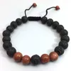 Ajustável Lava Pedra Beads Charme Pulseiras Jóias Cura Equilíbrio Yoga Tiger Eye Pulseira Para Mulheres Dos Homens