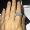 Unique Lovers ring 925 Sterling silver Pave 252pcs 5A Cz Stone Statement wedding band rings for women men Party Jewelry
