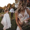 Sexy Illusion Beach Brautkleider mit Spitze applizierter Tüllrock plus Größe Hochzeit Brautkleider 2020 billig240q