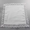 25cm White Lace Thin Handkerchief 100% Cotton Towel Woman Wedding Gift Party Decoration Cloth Napkin DIY Plain Blank Handkerchief DBC BH2669