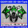 + Tanque Para SUZUKI GSX R1000 GSX-R1000 GSXR1000 01 02 03 04 299HM.20 GSXR-1000 K2 K3 GSXR 1000 2000 2001 2002 2003 2004 Verde Preto Carenagem