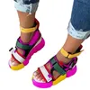 Kadın Platformu Sandalet Çok Renkli Askı Açık Toe Yaz Sandalet Plaj Etek ile 1