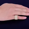 Quattro file solitaire men39 anello rame fascino oro colore argento zircico zircone ghiaccio ghiacciato hip hop hip hop gioielli 13 cm larghezza1045995