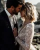 Sparkly 2020 Sexy Wedding Dresses Deep V Neck Sequined Beads Boho Illusion Bridal Gowns Backless Long Sleeve Beach Wedding Dress