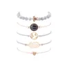 Modisches, cooles Herren-Armband mit Perlensträngen, 5 Stück, hochwertiger, handgefertigter, versilberter Metall-Charm-Schmuck zum Verkauf