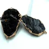 10Pcs Gold Plated Freeform Druzy Galaxy Stone Quartz Crystal Pendant Connector Beads Double Bails Rough Natural Sun Agate Gemstone Charms