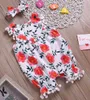 HOT Pattern Pour Bébé Garçon Filles Flutter Sleeve Romper Jumpsuit Combinaisons Jolies Filles Avec Petite Fleur Rouge Impression DHL Free Ship BY826