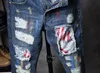 Mens Jeans Summer Fashion Style Street Wear Painted Printing Hole Patch Hot Sale Asian Size Free Shipping