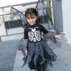 Girl Skeleton Vampire Skirts Halloween Wing Vampire cos Costume Skirts skirt+wing 2pcs/set girl princess dress skull dress kids clothes M189