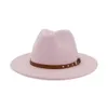 Mode-Western Fedora Hoeden voor vrouwen Mannen Breed Brim Cowgirl Braid Leather Band Jazz Hat Britse Stijl Wollen Mode Vlakke Brandende Hoed