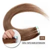 Ryska Ukrainska Dubbeldragen 100g 40 stycken Blond Virgin Remy Rak Skin Väftband In On Human Hair Extensions