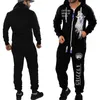 Märke Mens Jogger Sätter Casual 2 Piece Set Toppar Med Byxor Sweat Suit Print Black White Men Outfits Fashion Tracksuit Man1