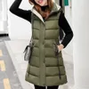 Vêtements d'extérieur gilet sans manches femmes à capuche coton rembourré imprimé manteaux long gilet femmes chalecos largos de mujer moda 2019 #T