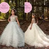 Dresses Cute New Lace Flower Girl Dresses for Weddings Tulle Ball Gowns Baby Girl Communion Dresses Children Kids Pageant Party Gowns