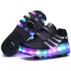 LED -blinkande skor Singel/dubbla hjul Rull Skate Shoes Kids Roller Skating Colorful Glowing Skates Sneakers