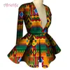 Fall kläder för kvinnor 18 färger smal hög midja långärmad sexig v krage dam mode topp afrikansk dashiki print blouse wy4150