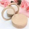 100pcs en bois petit miroir rond Portable poche HD miroir bois Mini miroir de maquillage