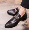 Hot Sale-Es Business Leather Luxury Bröllop Loafer Blommor Skriv ut Män Flats Office Party Formal Shoes W95