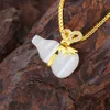 Röd / Grön / Vit Opal Gourd Bright Pendant Chain 18k Gul Guld Fylld Charm Womens Girls Pendant Halsband Present