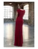 2019 New Dark Red Crepe Sheath Long Modest Bridesmaid Dresses With Cap Sleeves Floor Length Simple Modest Maids of Honor Dress Custom Made