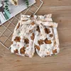 Babykläder nyfödda baby flickor ekologiska bomullsblommiga tryck korta ärmkroppar shorts 2st.