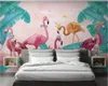 Beibehang Обои свежей тропических растений фламингоа телевизор фон стена 3d Papel де Parede гостиная спальня настенной 3d обои