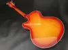 RIC 330 370 6 snaren Cherry Sunburst elektrische gitaar met semi-holle body Single F-gat dambordbinding 2 uitgangsaansluitingen goud P7166550