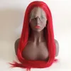 Natural Straight Fire Red Synthetic 133 Spets Front Wig Glueless värmebeständig fiberhår Naturligt hårfäste för kvinnor8850333