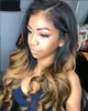 Brazilian Fluff body wave Lace Front Human Hair Wigs Pre Plucked Honey Blonde 150% density Ombre Color Glueless Wig With Highlight