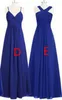 Elegant Royal Blue Chiffon Brautjungfer Kleider Juwelenhändler Hochzeit Gastkleid Sheer Rücken Reißverschluss 5 Styles Formale Trauzeugin Ehrenkleid