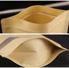 100pcs Kraft Paper Stand Up Zipper Pouch Bag with Window Resealable Zip Lock Closure Heat Seal for Food Packaging5521038