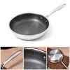 304 Stainless Steel Frying Pan 3-layer Non-stick Egg Steak Frying Pan Universal Gas Induction Cooker Kitchen Tools