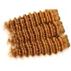 Tiefere Welle rein 27 Honey Blonde Menschliches Haar Bundles mit Closure Rotblond brasilianischen Menschenhaar Tressen 3Bundles mit 4x4-Spitze-Schliessen