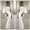 White One Shoulder Evening Dresses Wear Half Sleeves Mermaid African Formal Prom Party Gowns Robe De Soiree Gown