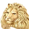Anello con testa di leone prepotente in stile punk Anello da dito color oro gotico Gioielli da uomo Hip Hop Anelli di leone africano Gif