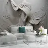 カスタム3Dステレオエンボスセメントキャラクター彫刻写真壁紙ヨーロッパスタイルビンテージリビングルームベッドサイド装飾3D壁画ホット