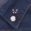 Crystal Ball strega cattiva ago fatto a mano del gatto nero retrò cranio dello smalto distintivo pin spilla decorativo Cowboy Halloween gioielli GD261