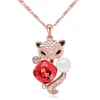 Crystal from Austrian Fox Necklace Pendants Fashion Accessories For Women Bride Party Jewelry Gift Rose Gold Plated 207456256515