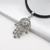 Vintage Silver Evil Eye Hamsa Fatima mano Charms in pelle serpente catena collana donne/uomini gioielli fai da te regalo - 54