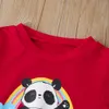 cute boys girls clothes kids baby full sleeve cartoon panda print tops hoodies solid 3D ear pants toddler outfits set 2pcs 3-18M