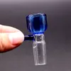 Blue Glass Bowl Slides Met Handvat Voor Bong Waterpijpen Mannelijke zandloper kleurrijke 14mm Rookaccessoires Waterpijp bongs 18mm bowls heady slide