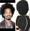 Indian Virgin Remy Human Hair Piece Afroamerykanie 4 mm Afro Kinky Curl Full Lace Toupe dla czarnych mężczyzn