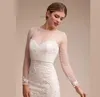 Longa longa simples casamento jaqueta nupcial bride bride envoltório modesto alencon jóias bainha feita personalizada plus size