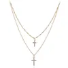 Partihandel och amerikanska smycken Retro Cross Multi-Layer Halsband Kvinnors Fashion Enkel Business Baitie Clavicle Chain