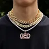 A-Z Anpassade namn Initial Bokstäver Hängsmycke Halsband med Rope Chain och Tennis Chain Silver Gold Färg Iced Smycken