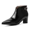 Dames 2019 Puntige Teen Elegante Pumps Vrouw Shooes Zipper Chunky Hakken Metalen Decoratie Schoenen Dames Pumps